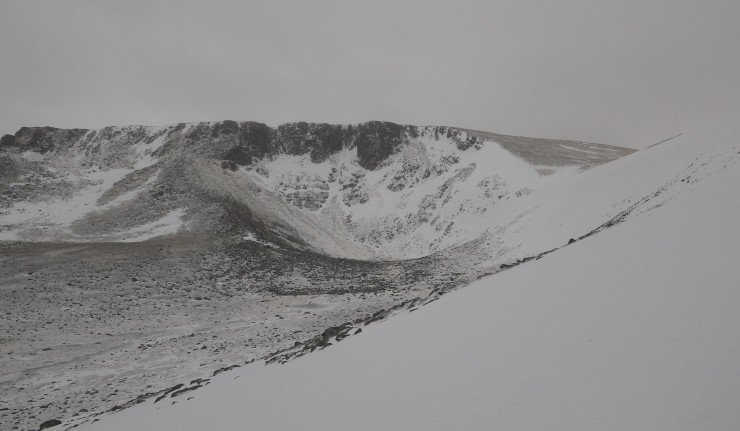 Coire an Lochain, most of the snow lies on Easterly aspects 