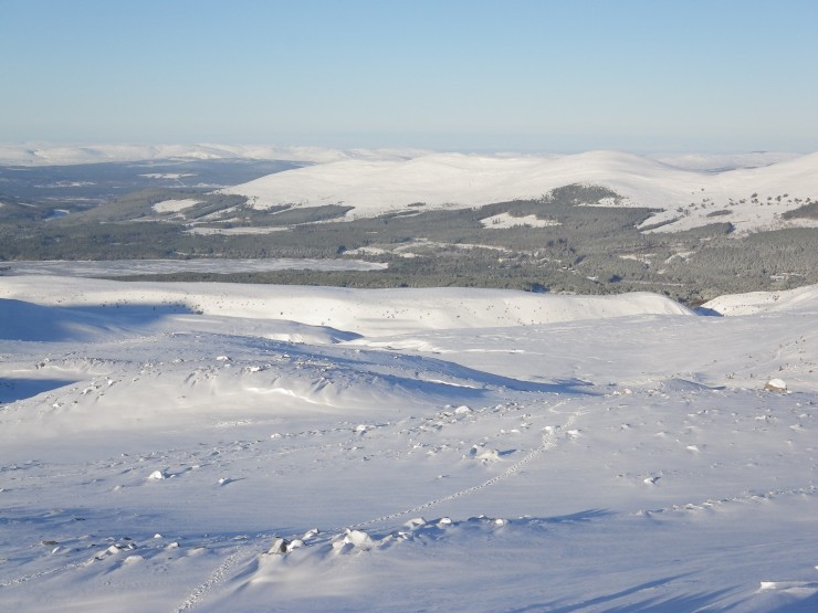 Soft snow cover, with some firm snow fields hidden beneath.