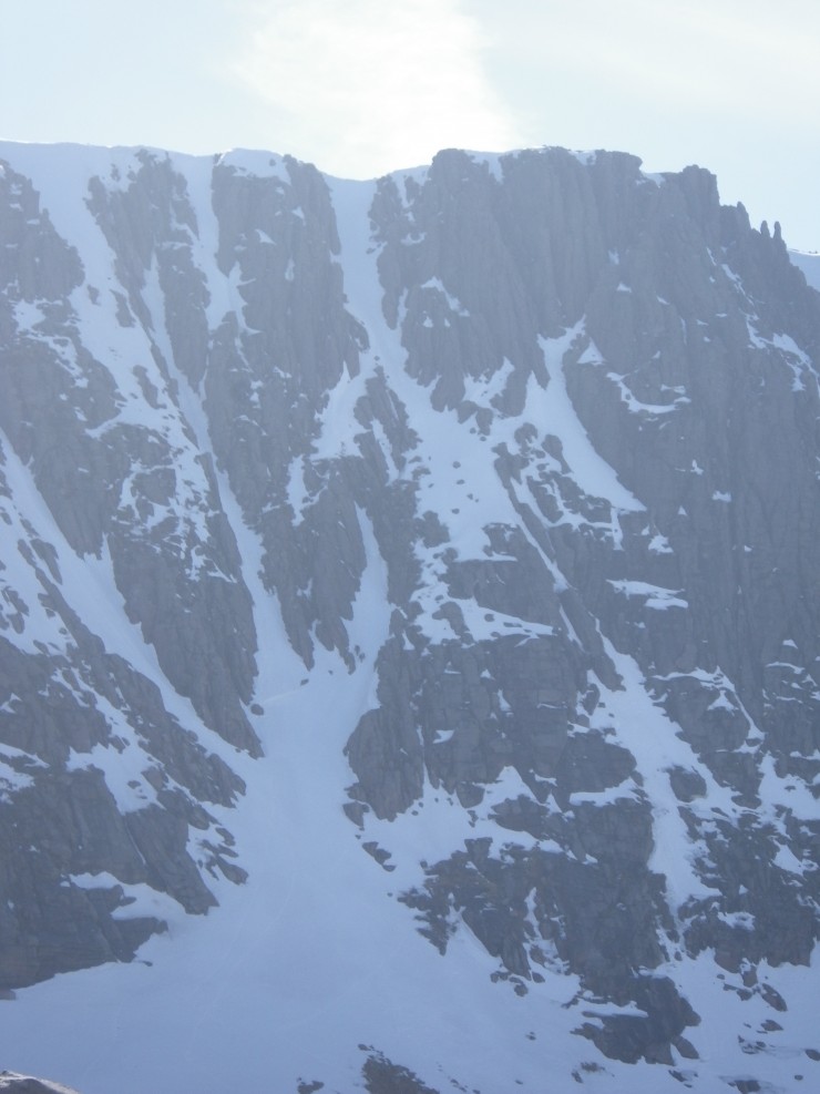 Trident gullies - The snow was much firmer on these shaded Northerly aspects 