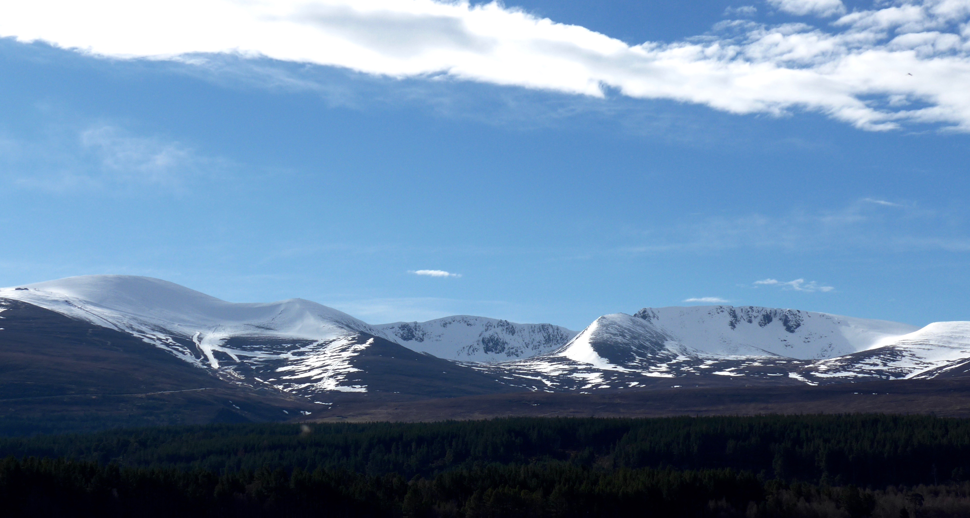 The Northen Corries from Loch Morlich in morning light 