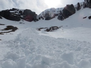 Recent avalanches as temperatures rise.