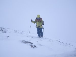 Poor visibility with snow showers